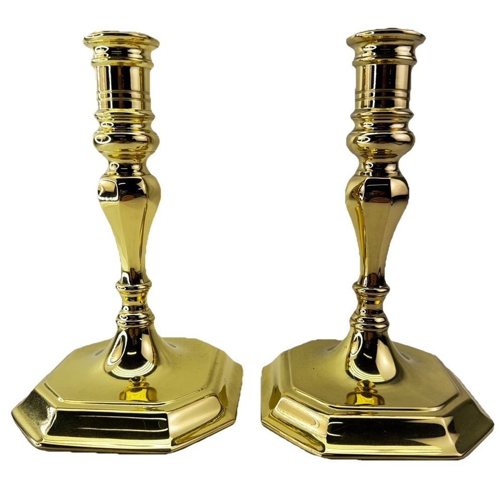 2 X VTG Baldwin Brass Candlestick Holder, 7" Tall, 1/4" Diameter (Bottom) Pair